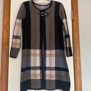 Ann Klein Small Long Sleeve Plaid Cardigan